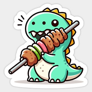 Dino Eat Kebab Sticker